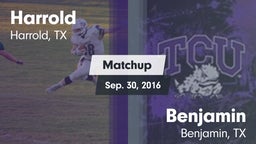 Matchup: Harrold vs. Benjamin  2016