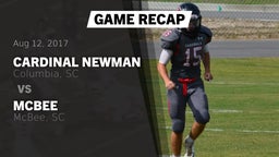 Recap: Cardinal Newman  vs. McBee  2017