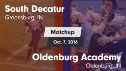 Matchup: South Decatur vs. Oldenburg Academy  2016