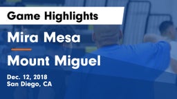 Mira Mesa  vs Mount Miguel Game Highlights - Dec. 12, 2018