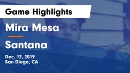 Mira Mesa  vs Santana  Game Highlights - Dec. 12, 2019