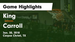 King  vs Carroll Game Highlights - Jan. 30, 2018