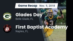 Recap: Glades Day  vs. First Baptist Academy  2018
