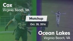 Matchup: Cox vs. Ocean Lakes  2016