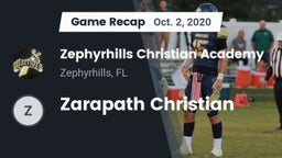 Recap: Zephyrhills Christian Academy  vs. Zarapath Christian 2020