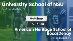 Matchup: University School NS vs. American Heritage School of Boca/Delray 2017