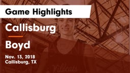 Callisburg  vs Boyd  Game Highlights - Nov. 13, 2018