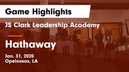 JS Clark Leadership Academy  vs Hathaway  Game Highlights - Jan. 31, 2020