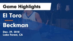 El Toro  vs Beckman  Game Highlights - Dec. 29, 2018