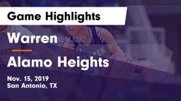 Warren  vs Alamo Heights  Game Highlights - Nov. 15, 2019