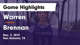 Warren  vs Brennan  Game Highlights - Dec. 3, 2019