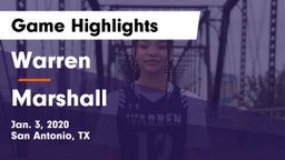 Warren  vs Marshall  Game Highlights - Jan. 3, 2020