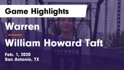 Warren  vs William Howard Taft  Game Highlights - Feb. 1, 2020