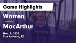 Warren  vs MacArthur  Game Highlights - Nov. 7, 2020