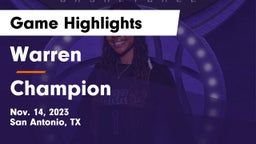 Warren  vs Champion  Game Highlights - Nov. 14, 2023