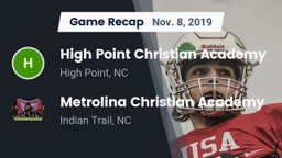 Recap: High Point Christian Academy  vs. Metrolina Christian Academy  2019
