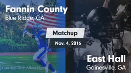 Matchup: Fannin County vs. East Hall  2016