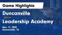 Duncanville  vs Leadership Academy Game Highlights - Nov. 17, 2020