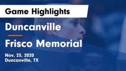 Duncanville  vs Frisco Memorial  Game Highlights - Nov. 23, 2020