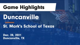 Duncanville  vs St. Mark's School of Texas Game Highlights - Dec. 28, 2021