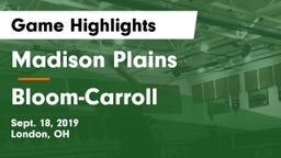 Madison Plains  vs Bloom-Carroll  Game Highlights - Sept. 18, 2019