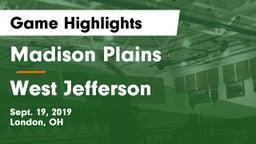 Madison Plains  vs West Jefferson  Game Highlights - Sept. 19, 2019