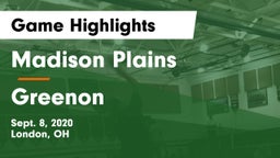 Madison Plains  vs Greenon  Game Highlights - Sept. 8, 2020
