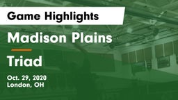 Madison Plains  vs Triad  Game Highlights - Oct. 29, 2020