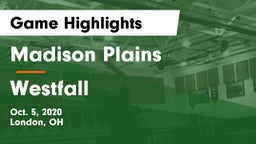 Madison Plains  vs Westfall  Game Highlights - Oct. 5, 2020