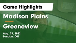 Madison Plains  vs Greeneview  Game Highlights - Aug. 25, 2022