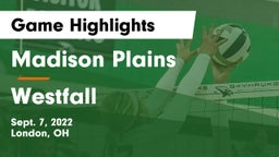 Madison Plains  vs Westfall  Game Highlights - Sept. 7, 2022