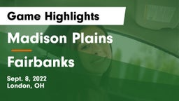 Madison Plains  vs Fairbanks  Game Highlights - Sept. 8, 2022