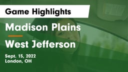 Madison Plains  vs West Jefferson  Game Highlights - Sept. 15, 2022