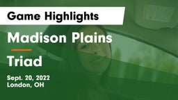 Madison Plains  vs Triad  Game Highlights - Sept. 20, 2022