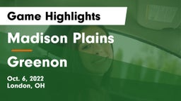 Madison Plains  vs Greenon  Game Highlights - Oct. 6, 2022