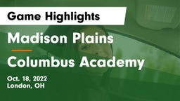Madison Plains  vs Columbus Academy  Game Highlights - Oct. 18, 2022