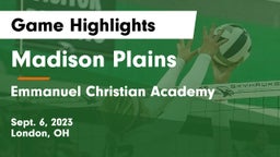 Madison Plains  vs Emmanuel Christian Academy Game Highlights - Sept. 6, 2023