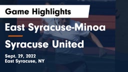 East Syracuse-Minoa  vs Syracuse United Game Highlights - Sept. 29, 2022