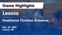 Leonia  vs Hawthorne Christian Academy Game Highlights - Feb. 25, 2020