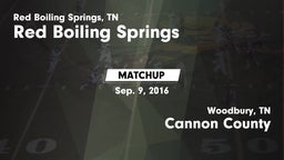 Matchup: Red Boiling Springs vs. Cannon County  2016