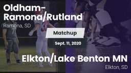 Matchup: Oldham-Ramona/Rutlan vs. Elkton/Lake Benton MN  2020