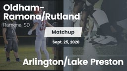Matchup: Oldham-Ramona/Rutlan vs. Arlington/Lake Preston 2020