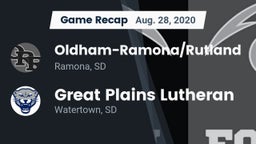 Recap: Oldham-Ramona/Rutland  vs. Great Plains Lutheran  2020