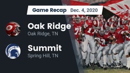 Recap: Oak Ridge  vs. Summit  2020