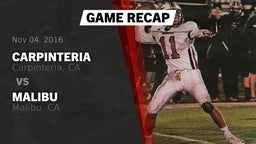 Recap: Carpinteria  vs. Malibu  2016