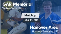 Matchup: GAR Memorial vs. Hanover Area  2016