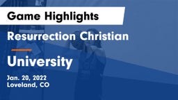 Resurrection Christian  vs University  Game Highlights - Jan. 20, 2022