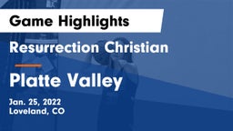 Resurrection Christian  vs Platte Valley  Game Highlights - Jan. 25, 2022