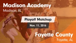 Matchup: Madison Academy vs. Fayette County  2016