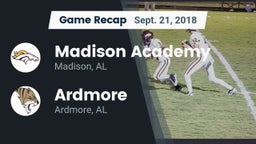 Recap: Madison Academy  vs. Ardmore  2018